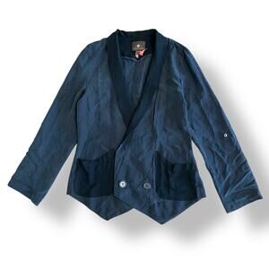 Heartloom Silk Buttoned Blazer‎ Womens Size XS Gray Black Business Luxury